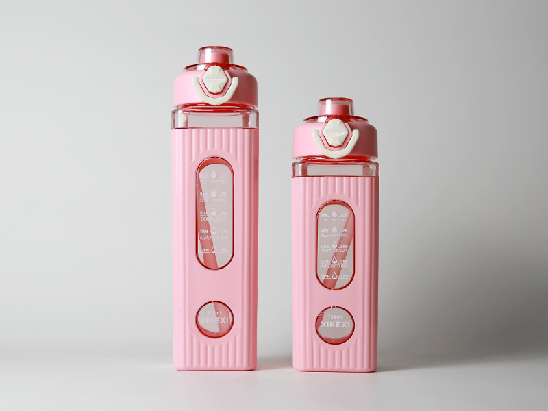 亚马逊创意水杯弹盖手提方形水杯 男户外运动直饮水壶 学生太空杯详情7