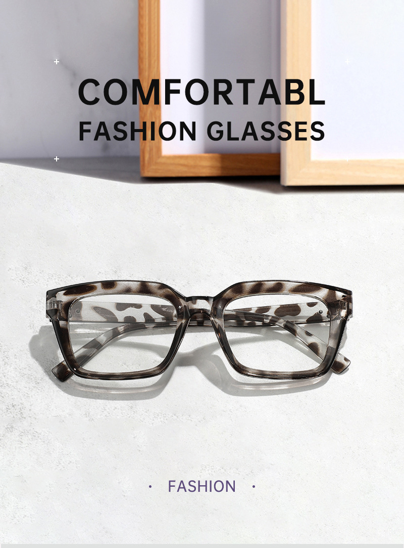Anti-blue light square frame flat light glasses for women, contrasting color rice studs, simple and slender appearance, high level of spectacle frame, European and American trendy spectacle frame pic 4