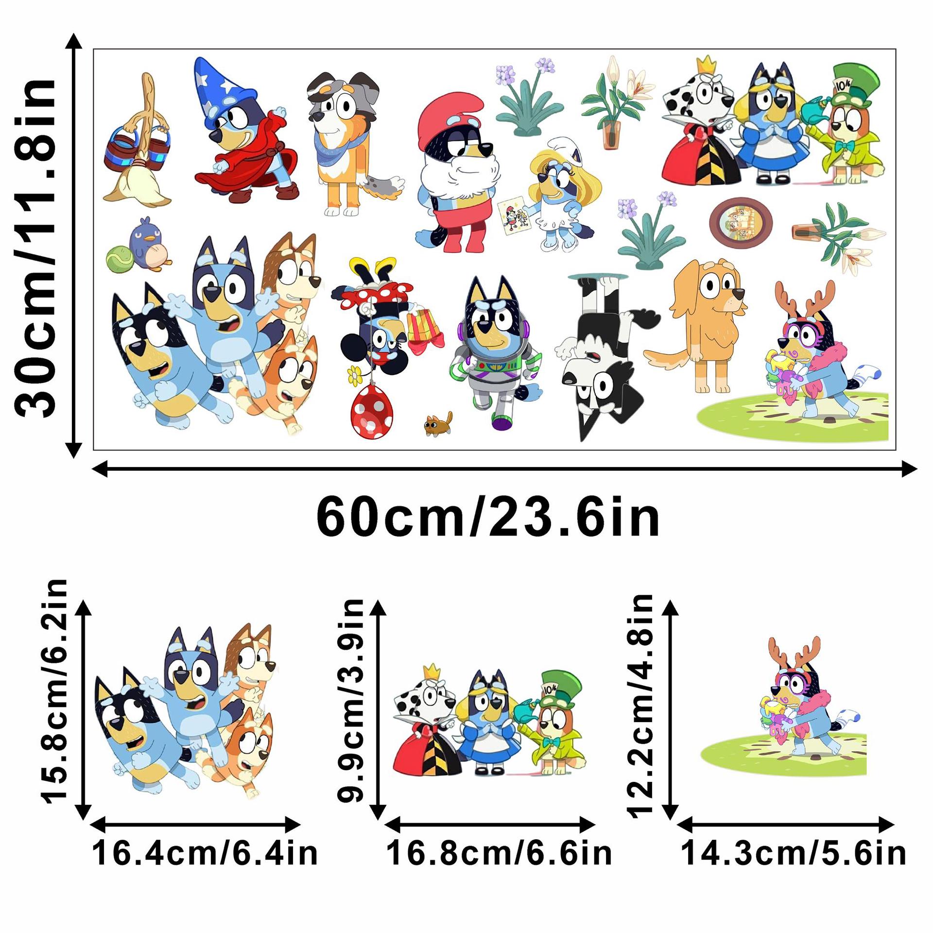 跨境Bluey儿童房装饰自粘墙贴可爱卡通动画布鲁伊防油遮痕pvc贴画详情4