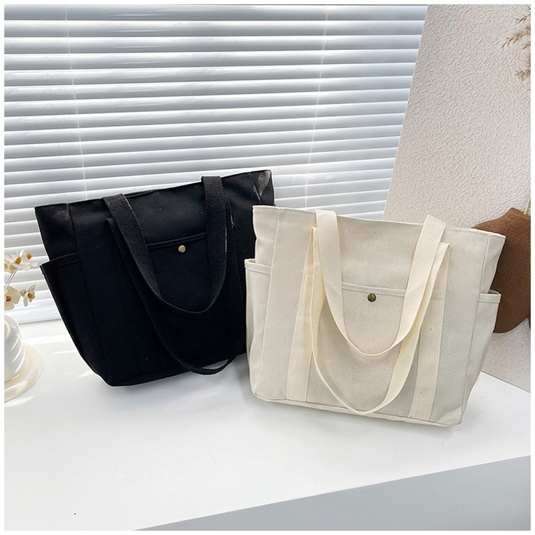 大容量托特帆布包上班外出高颜值通勤百搭文艺学生装书单肩布袋包详情48