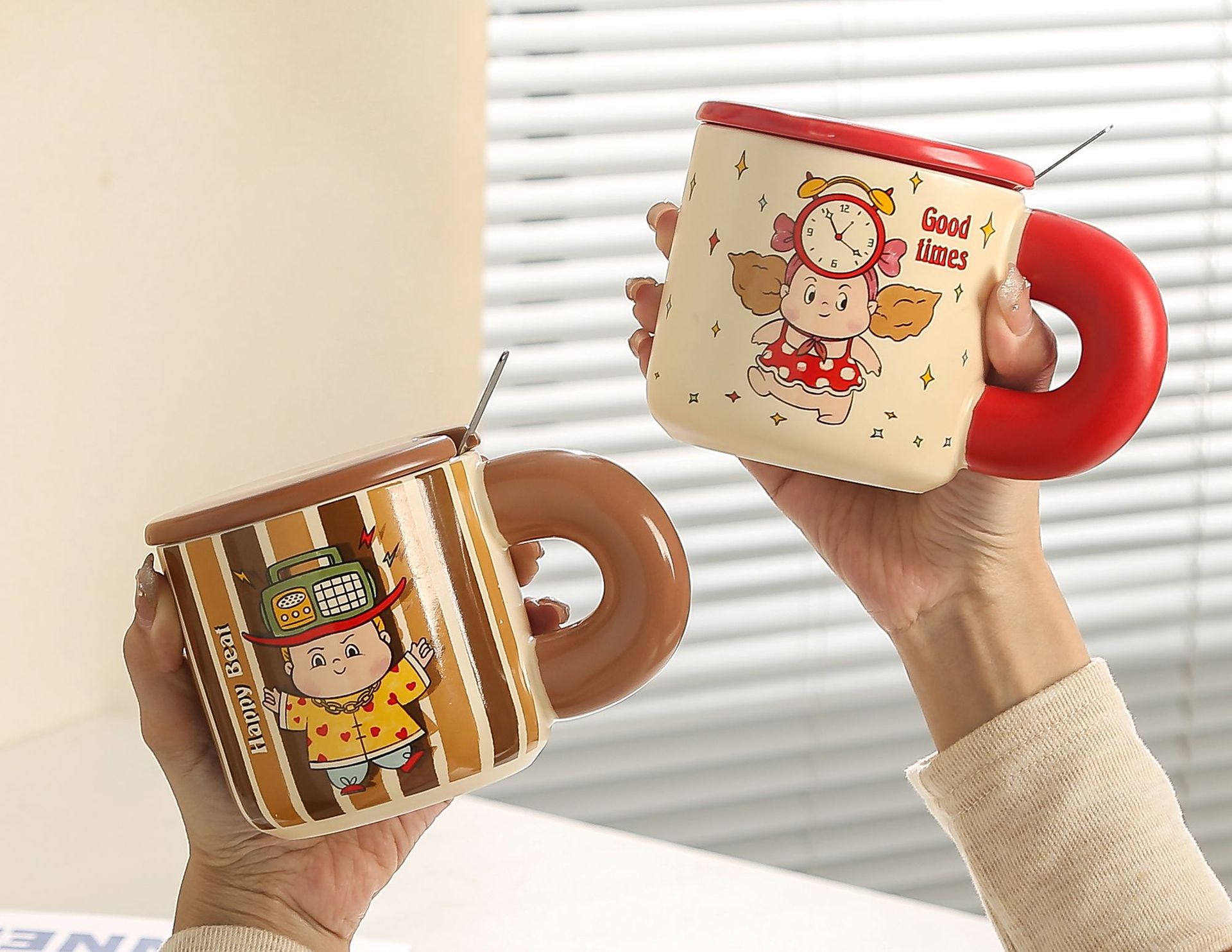 生日礼物创意个性复古时光陶瓷杯办公带盖大容量水杯家用情侣杯子详情2