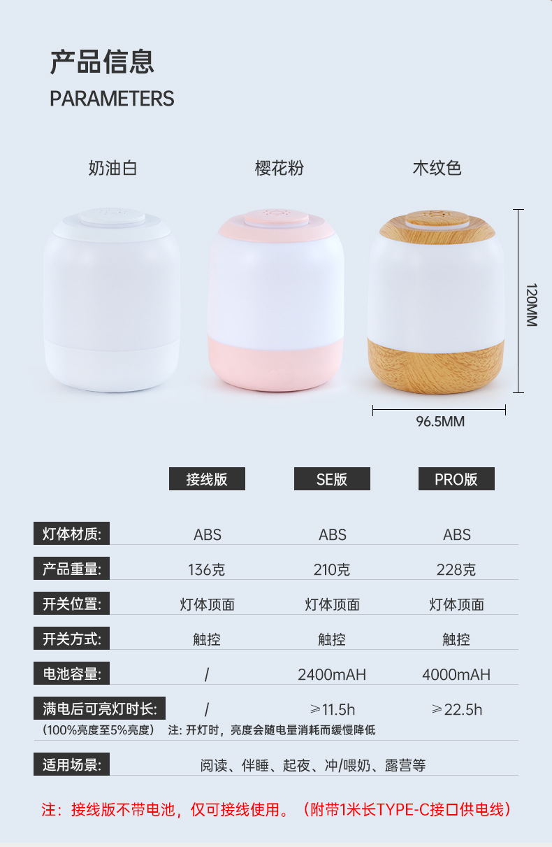 跨境新款充电式触摸led小夜灯 起夜喂奶床头灯宿舍台灯氛围睡眠灯详情11