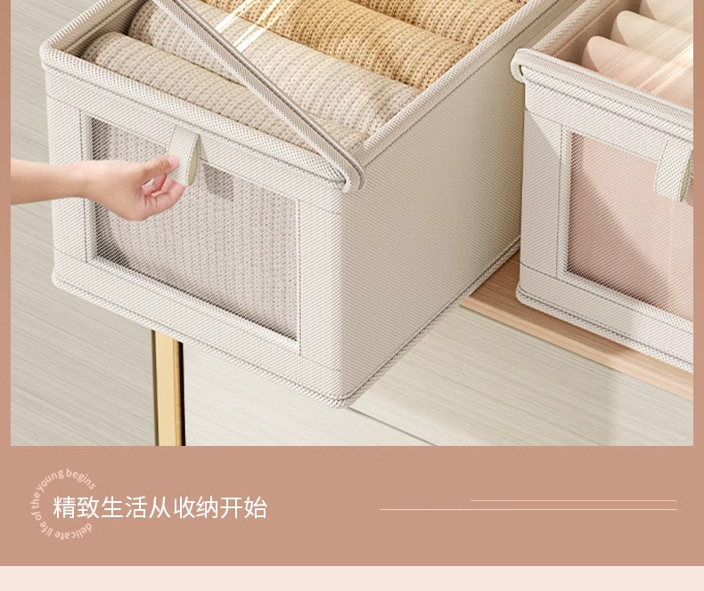 跨境牛津布可视开窗收纳盒家用衣物带盖收纳箱大号布艺整理箱批发详情10