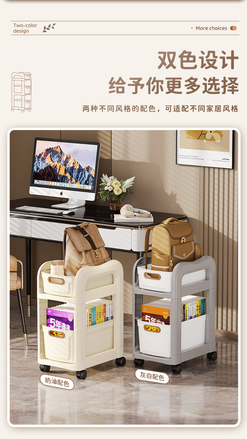 The schoolbag rack, drawer-type movable trolley, book storage rack under the table, multi-layer bookshelf and mobile rack save space pic 10