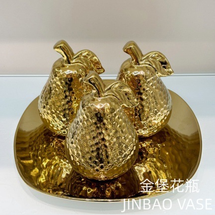 Modern minimalist French light luxury ceramic pear-shaped fruit plate decoration, home decoration handicrafts and gifts pic 2