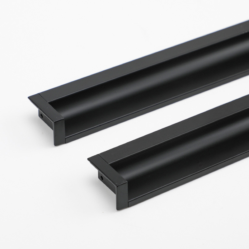 黑色嵌入式暗装拉手金色银色抽屉把手青古铜挖槽移门加长对装拉手详情30