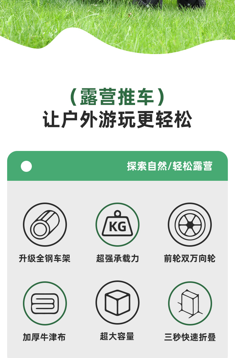 摆摊车户外可拆卸折叠营地车露营车小推车野餐车拖车轻便耐用详情2