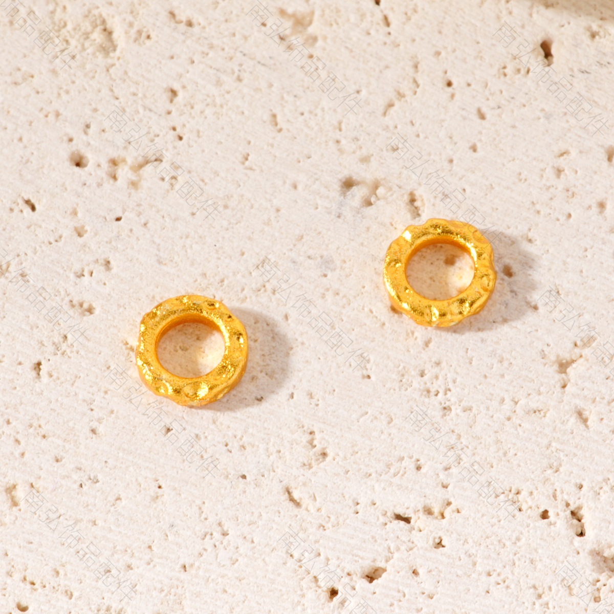 New ancient-style sand gold circular ring with concave dot spacers and beads, high-end DIY bracelet and necklace accessories pic 12