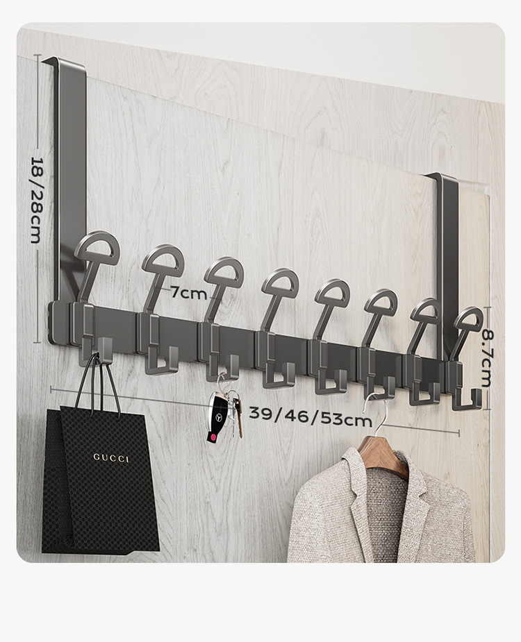 Rear door hook, no need for drilling, clothes hanger, storage rack, upper hanging rack on the entrance door, wall-mounted clothes hook, back door type pic 25