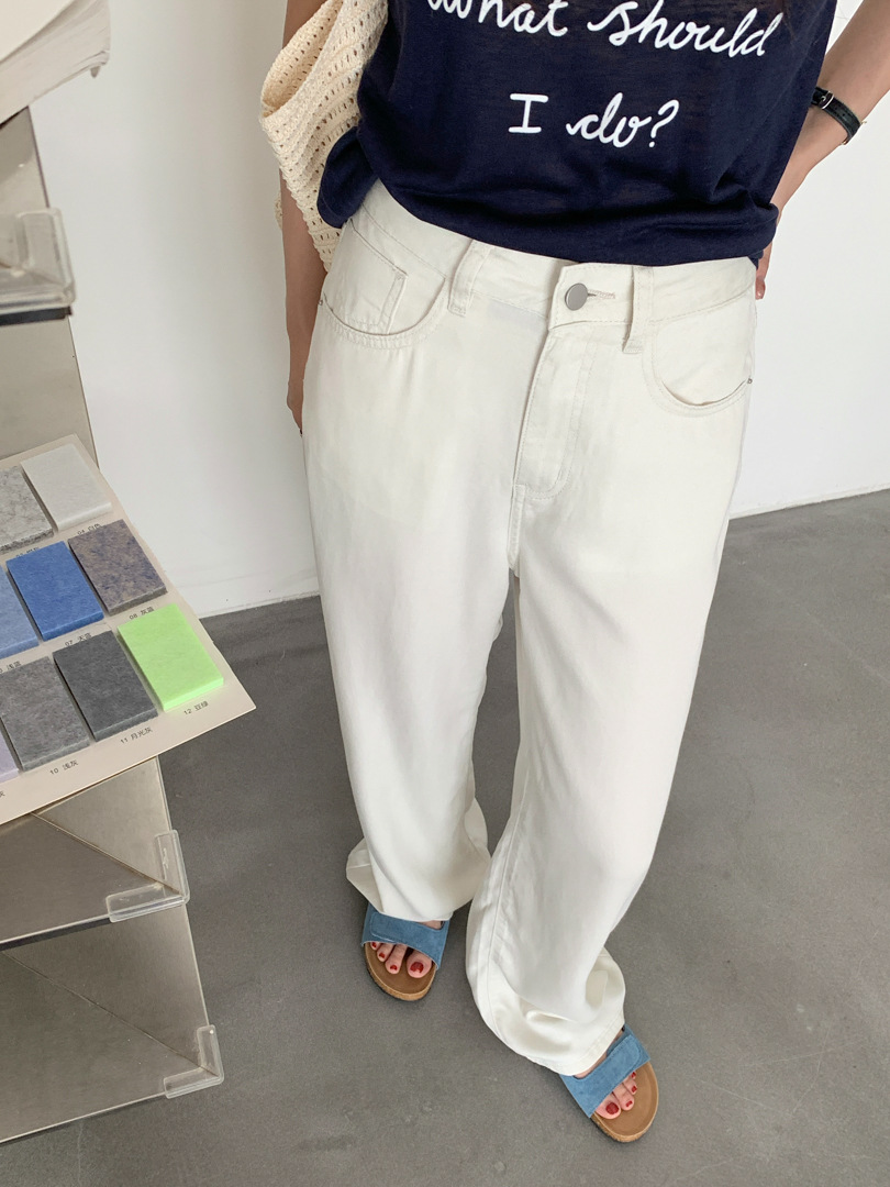 GAGD Tencel cool-feel washed wide-leg jeans for petite women, summer comfortable straight-leg slimming denim pants pic 25