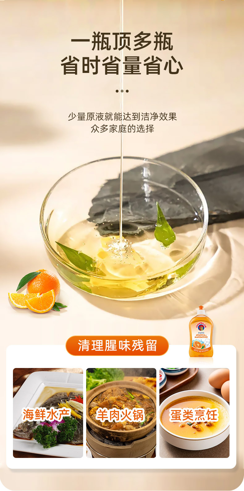 Italian Grand Rooster Head Dishwashing liquid, kitchen Cleaner, 500ml Degreasing detergent, concentrated household tableware pic 4