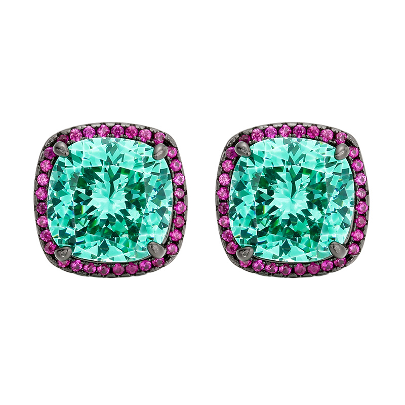 2025新款庄生生珠宝铜底镀金仿真鸟巢切帕拉绿黑金套装女石14*14详情12