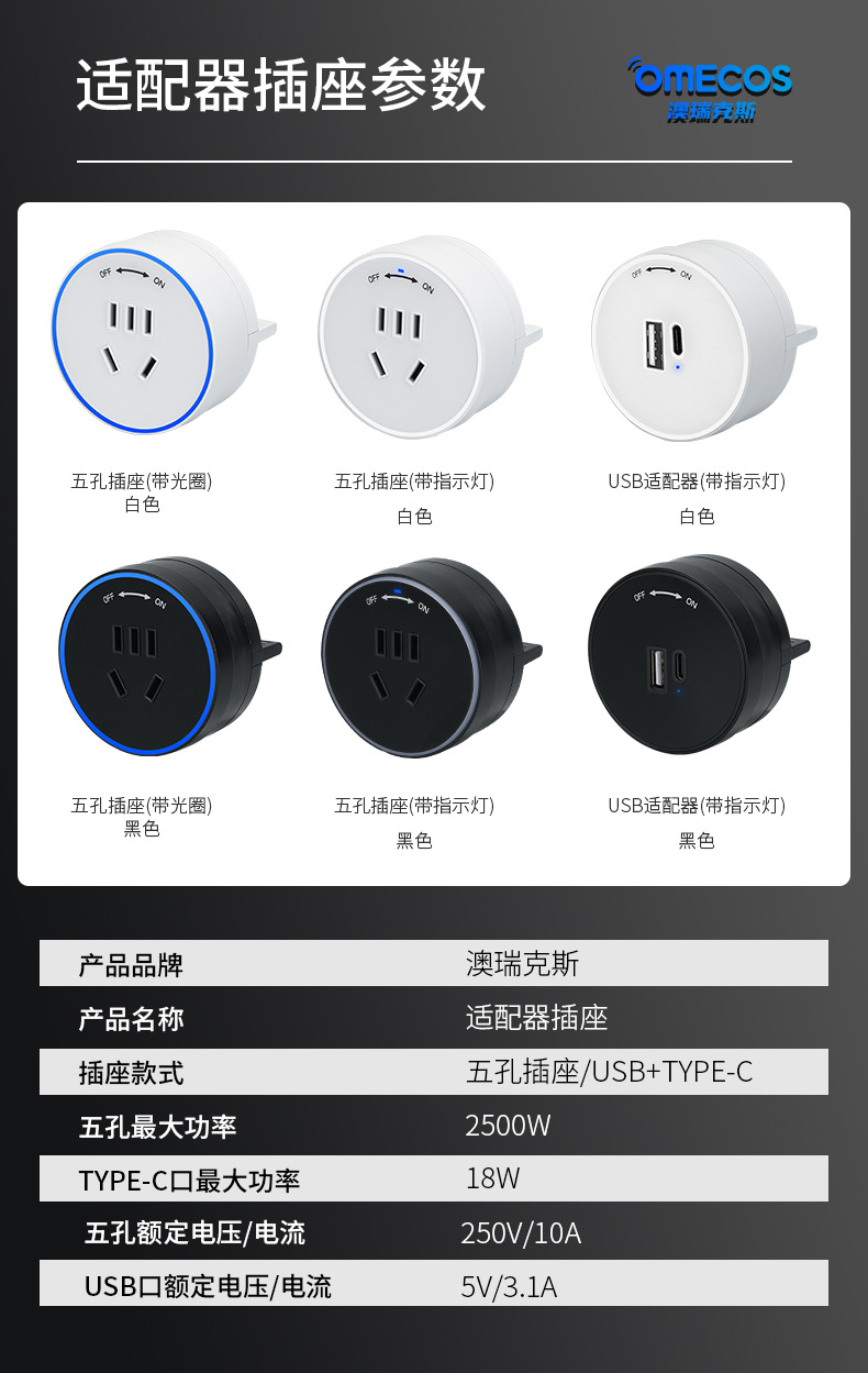 澳瑞克斯跨境外贸家用办公室桌面会议室可移动电力轨道插座详情10