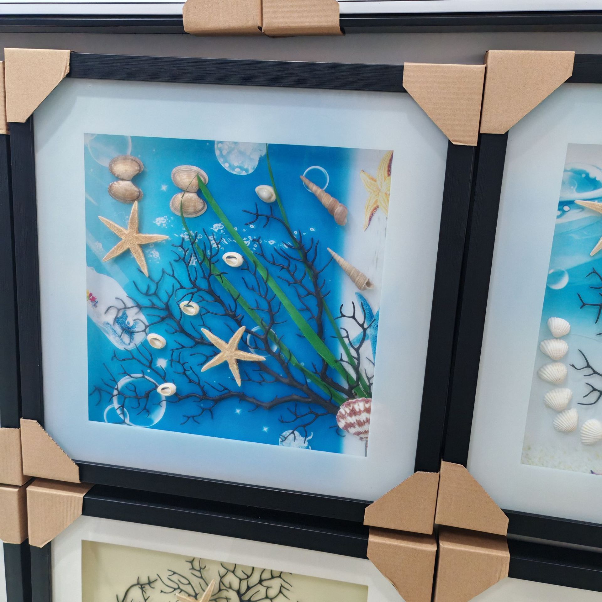 蓝色海洋系列装饰画海树贝壳干花手工贴画地中海风格 尺寸42*42详情3