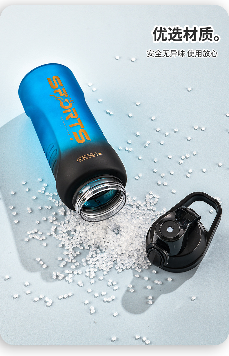 东南亚外贸大容量渐变喷砂直饮水杯男户外防摔手提水壶太空杯子详情6