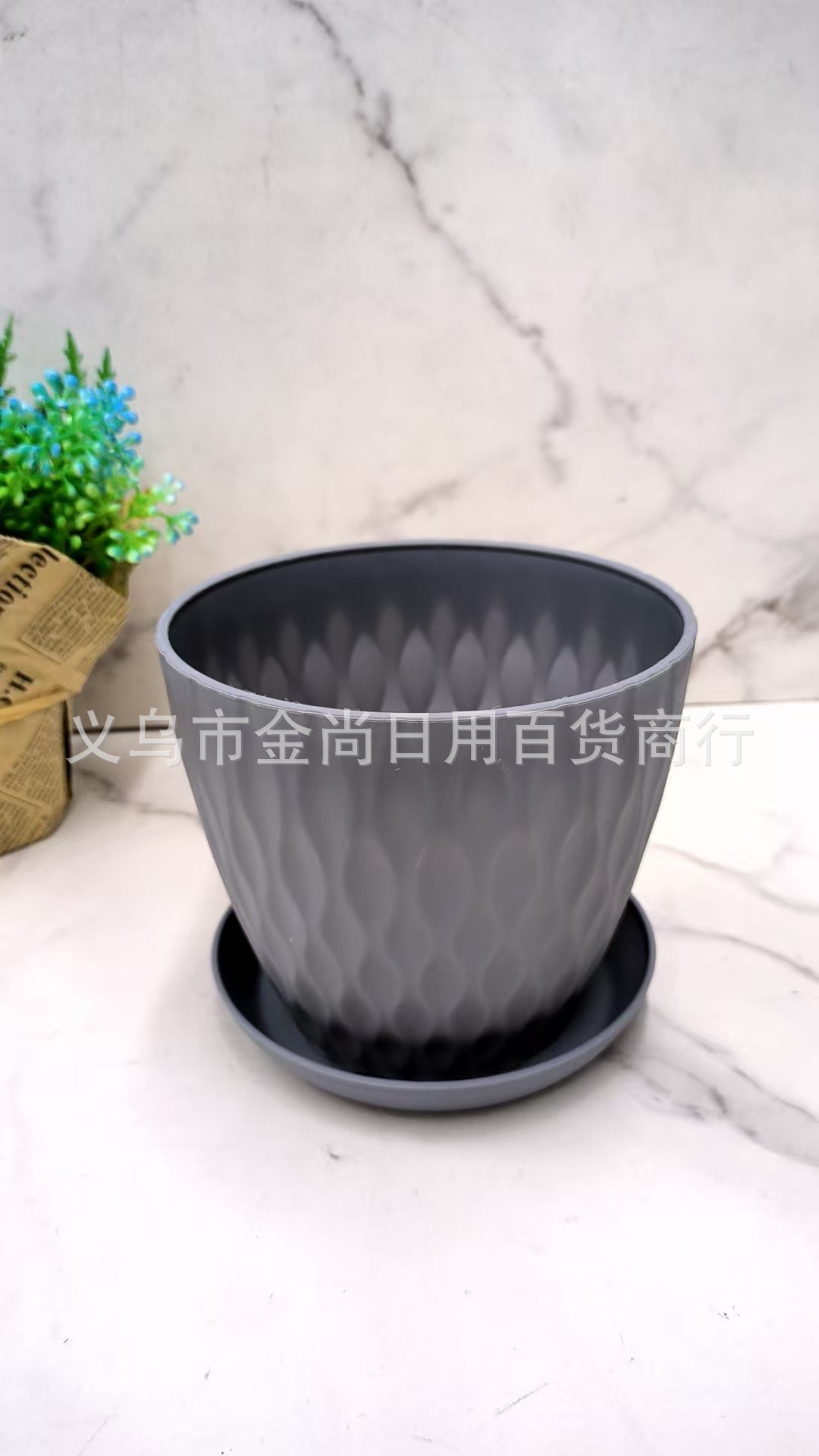 圆形塑料花盆桌面式阳台绿萝盆栽沥水花盆三件套花盆批发详情5