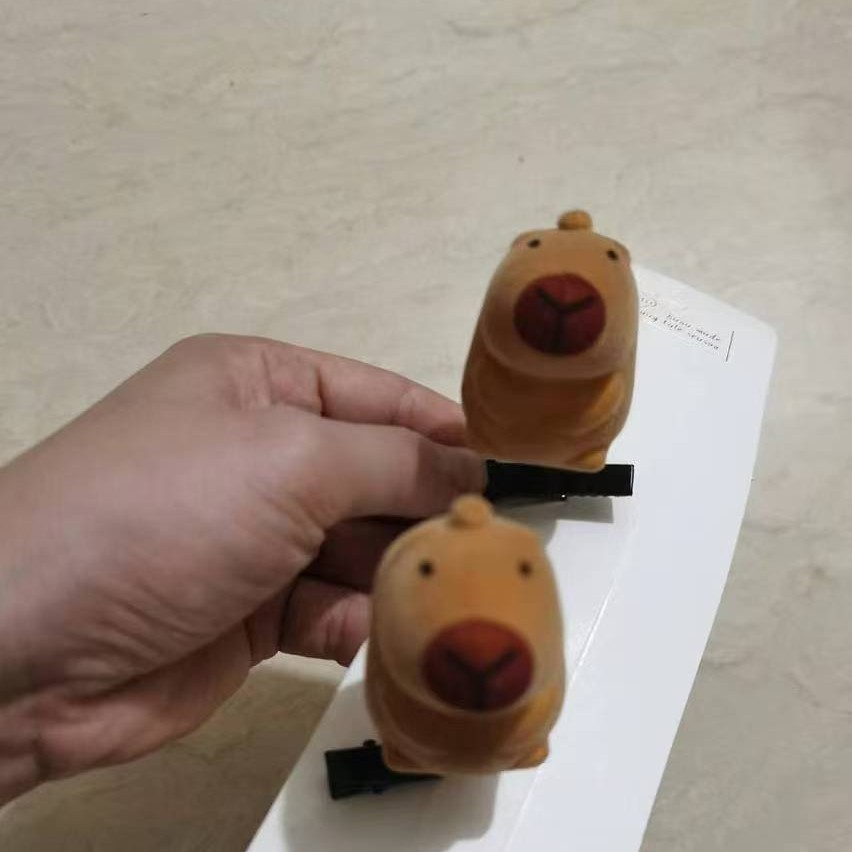 卖萌头饰儿童可爱卡通植绒配饰边夹网红新款咖皮芭拉弹簧发夹源头详情8