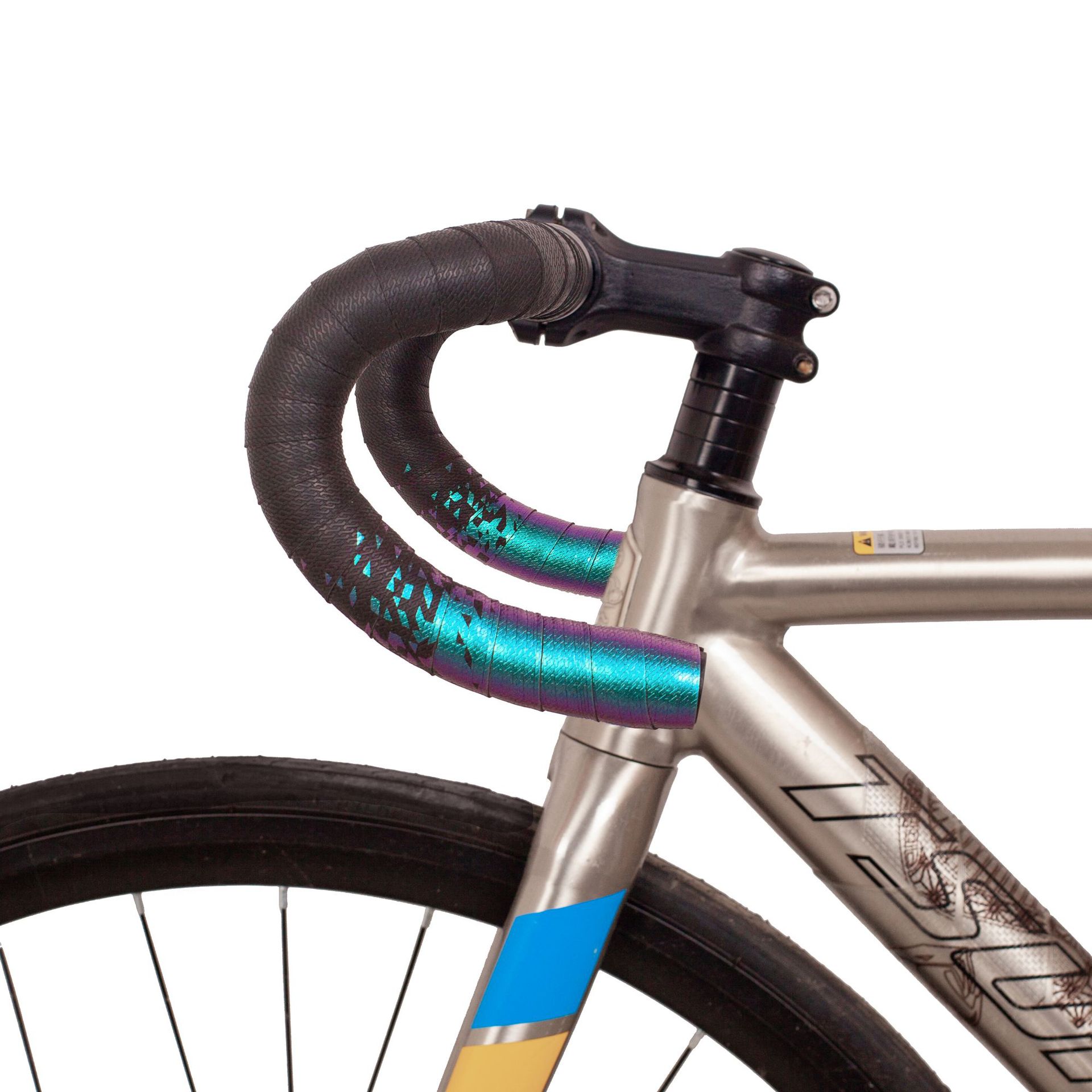 Cross-border gradient color road handlebars with anti-slip and shock-absorbing fixed flying two-color bicycle curved handlebars and leather breathable handlebars pic 17