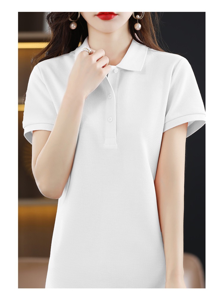 纯色polo翻领棉连衣裙收腰简约休闲中长裙初夏新款女装打底裙短袖详情17