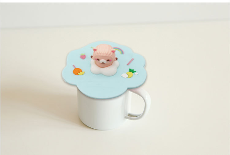 Customizable silicone cartoon creative three-dimensional figurine cup lid, dust-proof and leak-proof, cute round universal mug and tea cup pic 13