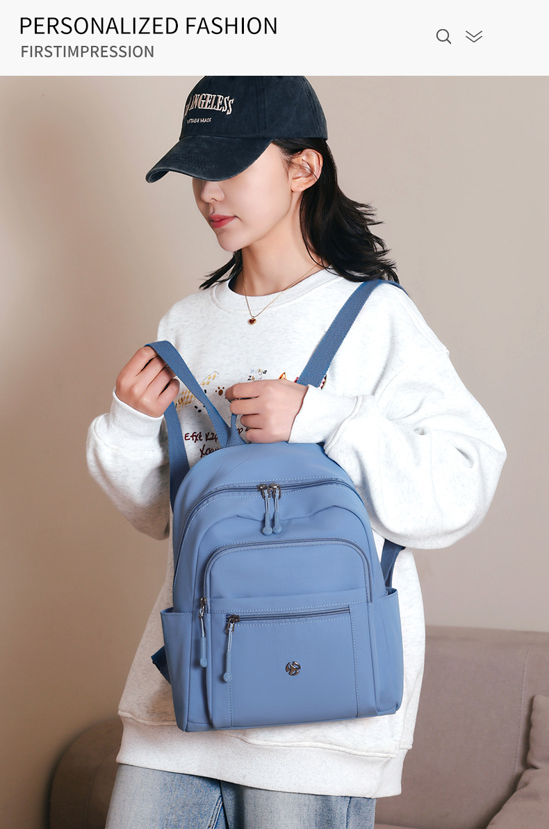 新款大容量双肩包百搭轻便尼龙包简约潮搭旅行包都市风靓丽背包详情1