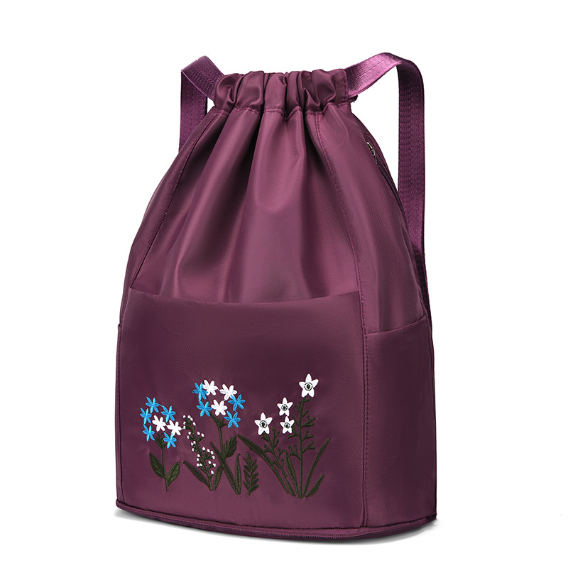 New embroidered Oxford drawstring backpacks with large capacity, fashionable outdoor trend, travel folding backpacks, cross-border wholesale pic 17