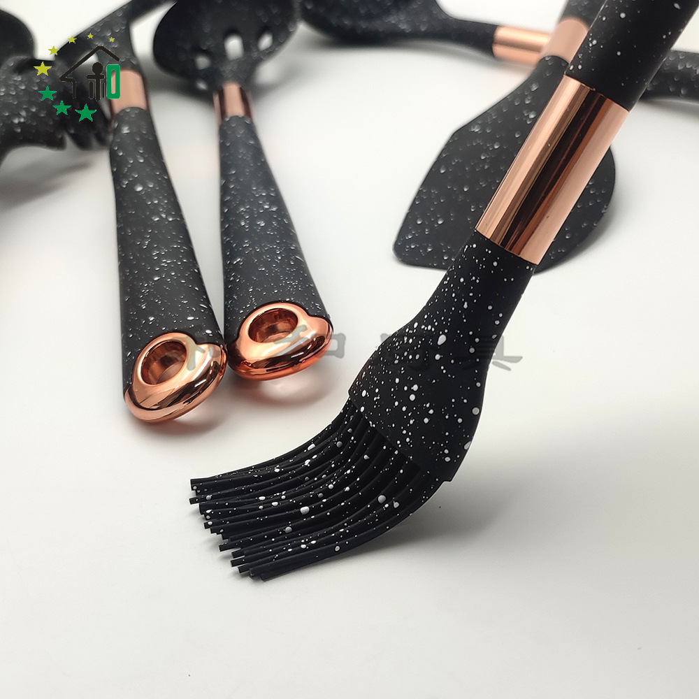 供应跨境硅胶厨具套装 不粘锅厨房用具烹饪勺铲 10件金色烘焙工具详情13