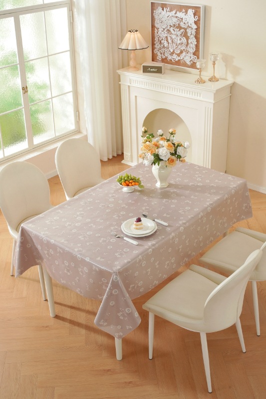 TPU faux linen printed rectangular tablecloth, no-wash, waterproof, oil-proof, heat-resistant, light luxury dining table and coffee table fabric home tablecloth pic 3