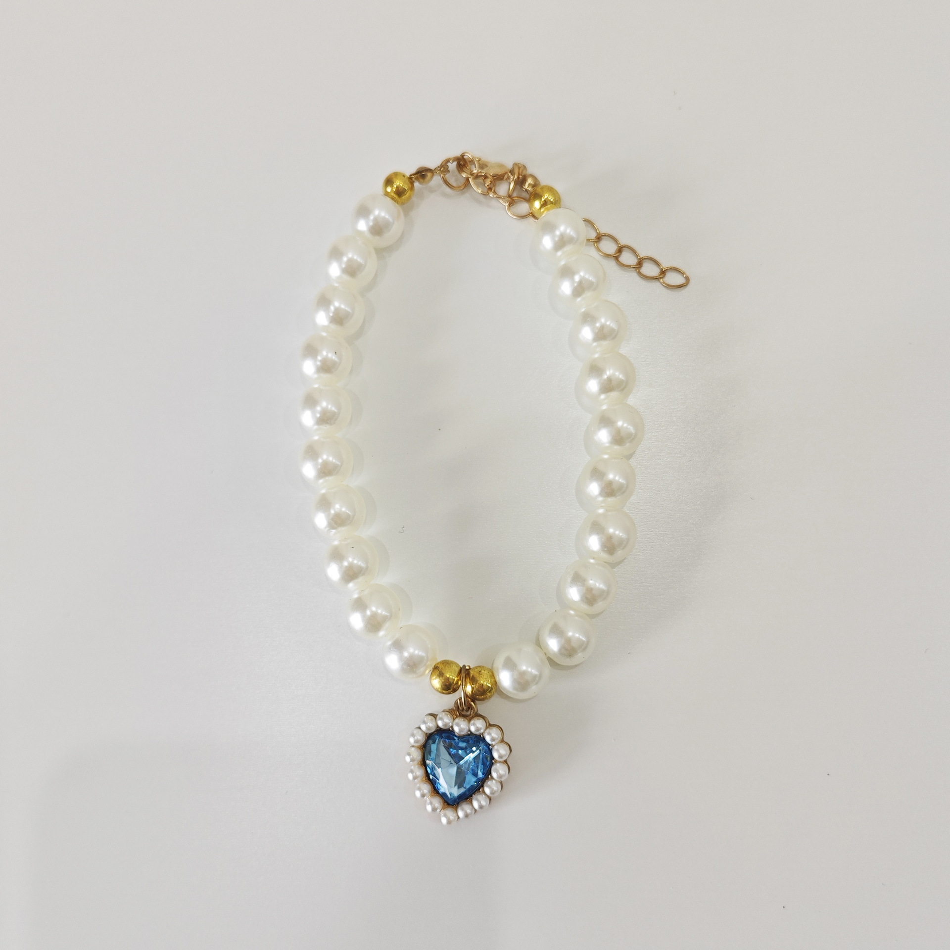 Pet necklace, cat pearl collar, dog neck collar, neck chain, retro heart-shaped pendant, cute cat and dog neck accessories pic 5