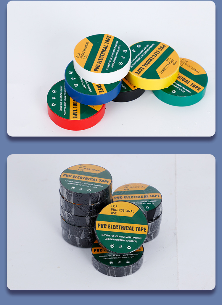 Wholesale 10-meter colored PVC electrical tape, insulating and waterproof black tape, electrical tape, PVC flame-retardant and high-temperature resistant tape pic 17