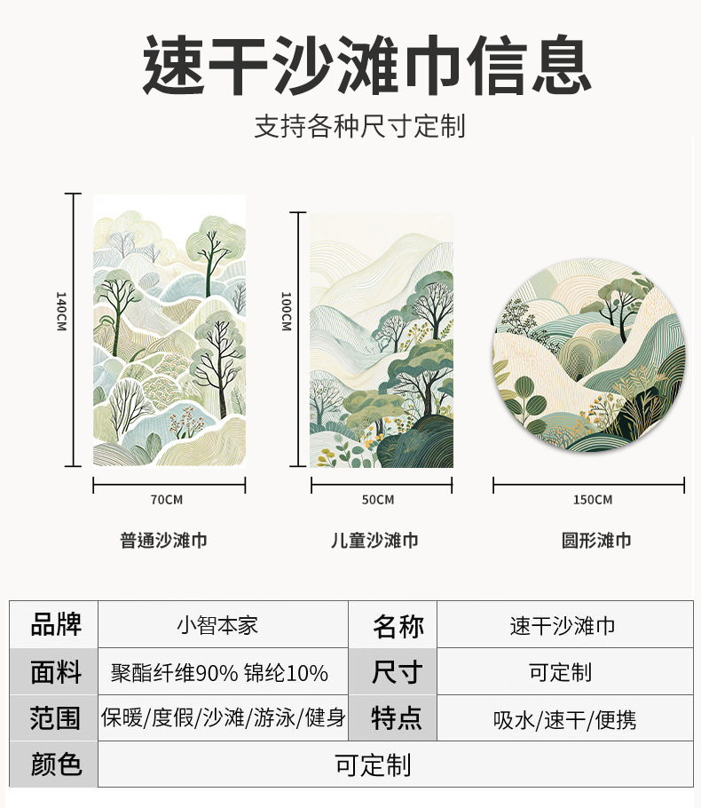 跨境JIT定制沙滩巾吸水速干不掉毛运动巾海边度假游泳浴巾沙滩巾详情21