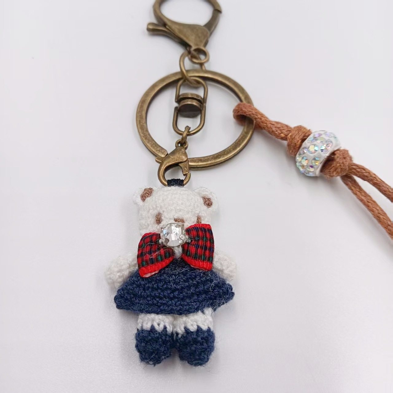 Micro Hook Little Bear finished keychain, pure hand-woven cute little bear accessory key chain, Micro Purchase Little bear clothing pendant pic 2