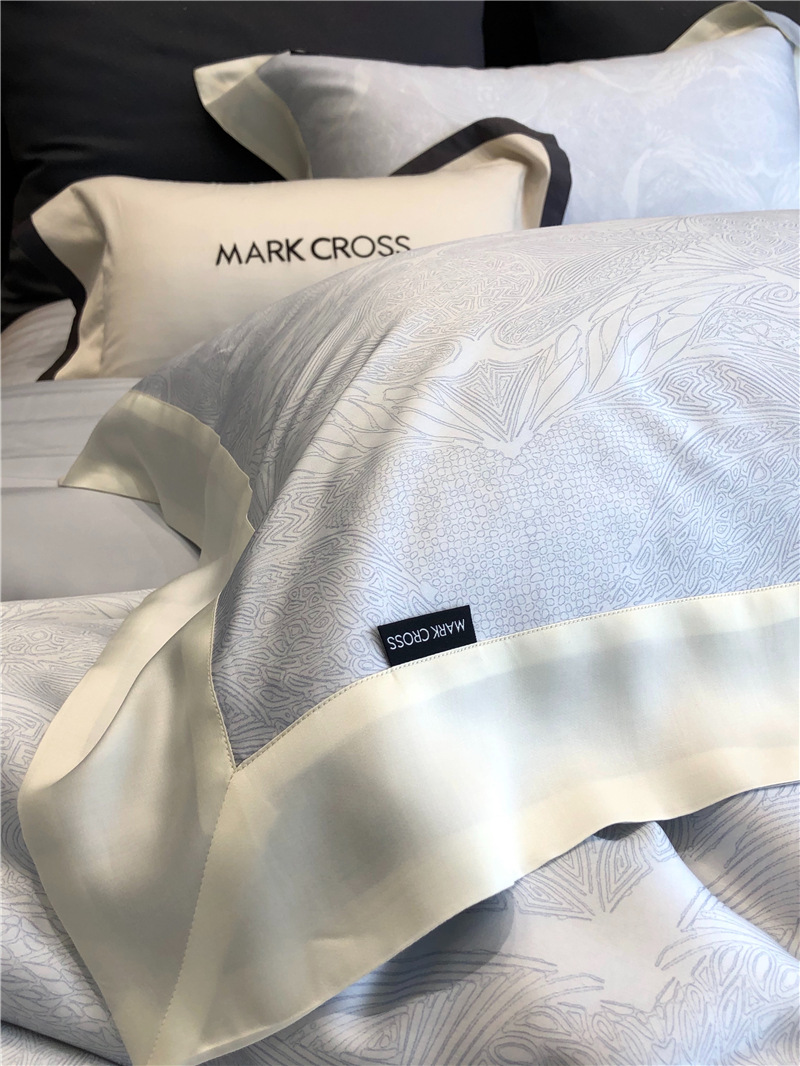 Cool ultra-fine denier Tencel summer light and cool condensation filament four-piece set, elegant printed sweat-absorbing nude bedding pic 67