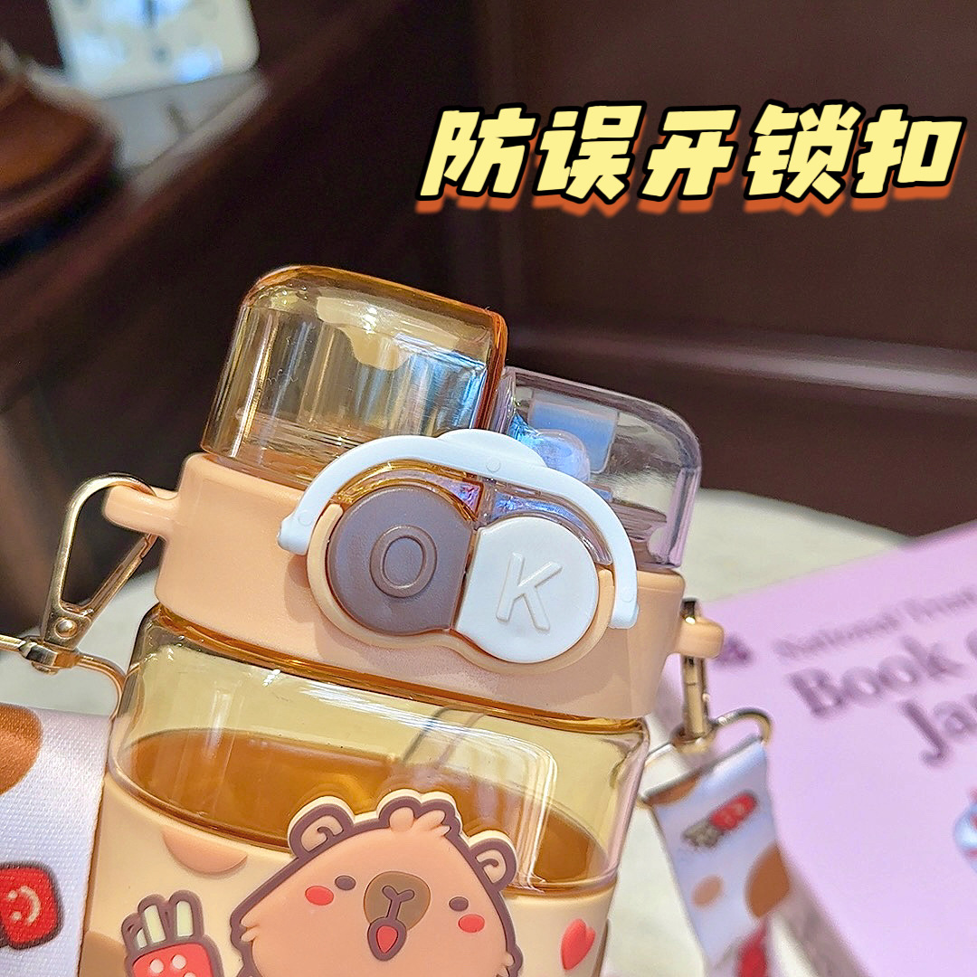 The cute and super adorable water cups for male and female students with high appearance standards in the popular cartoon style, the ins straw double-drinking plastic cups, and the portable ones for children pic 5