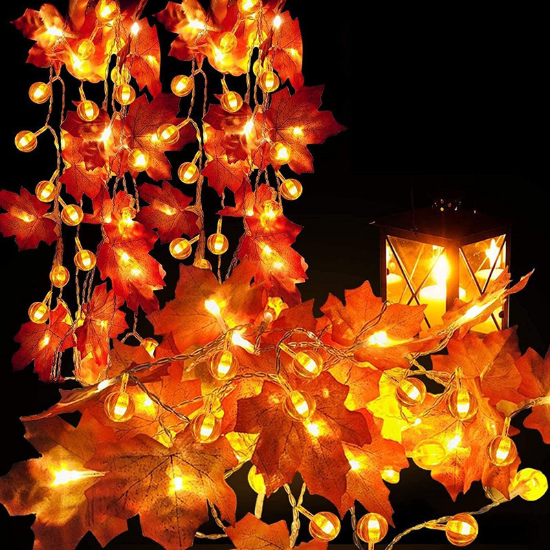 Cross-border led maple leaf color lights, flashing lights, string lights, starry sky, holiday Christmas room decoration, battery USB star lights pic 27