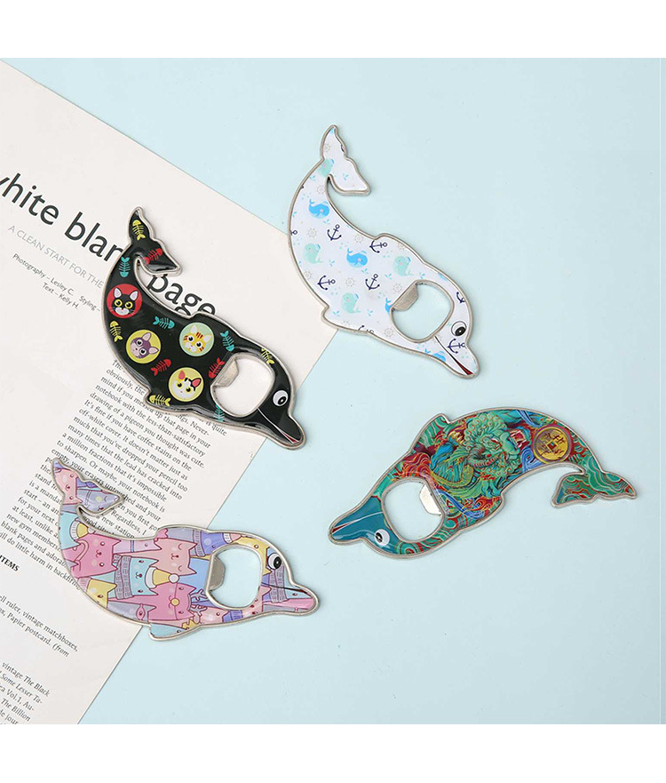 开啤酒瓶盖神器开瓶器瓶起子冰箱贴海豚可爱自粘磁贴创意纪念详情8