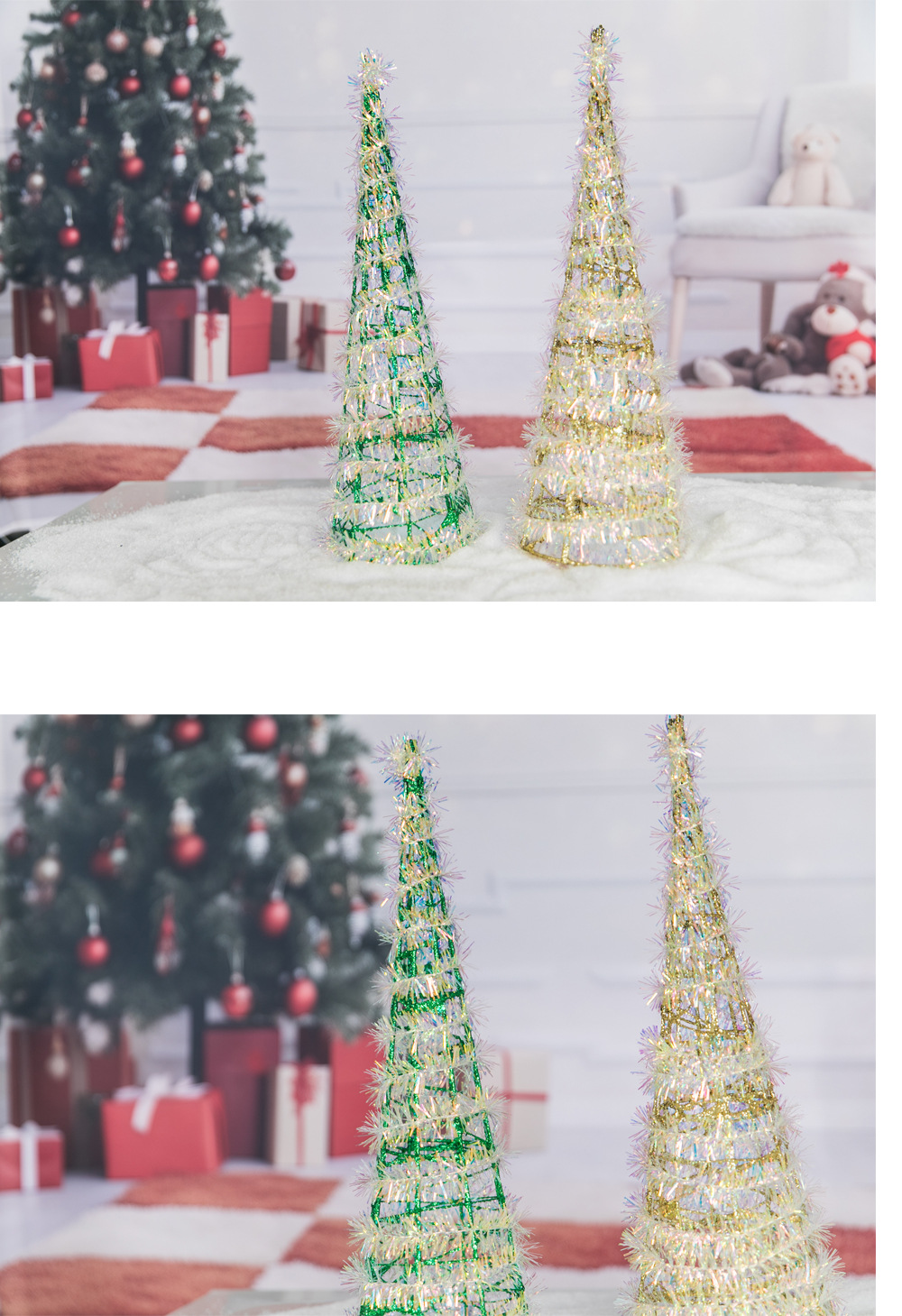 跨境新款铁艺圣诞树圣诞节装饰 塔尖节日派对布置树装饰品摆件详情3