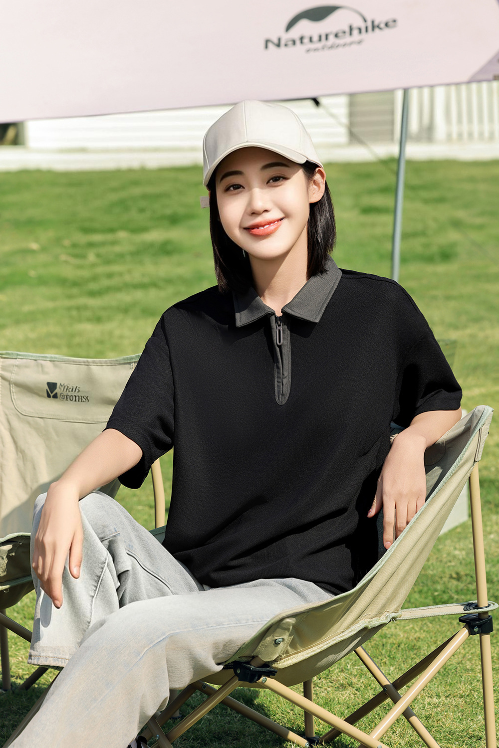 半拉链撞色polo衫工作服定制落肩翻领短袖刺绣学院风个性班服印字详情30
