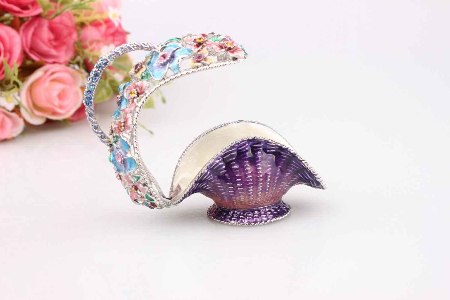 金属首饰盒生日礼物景区热卖的工艺品花篮珐琅彩摆件客厅家居装饰详情8