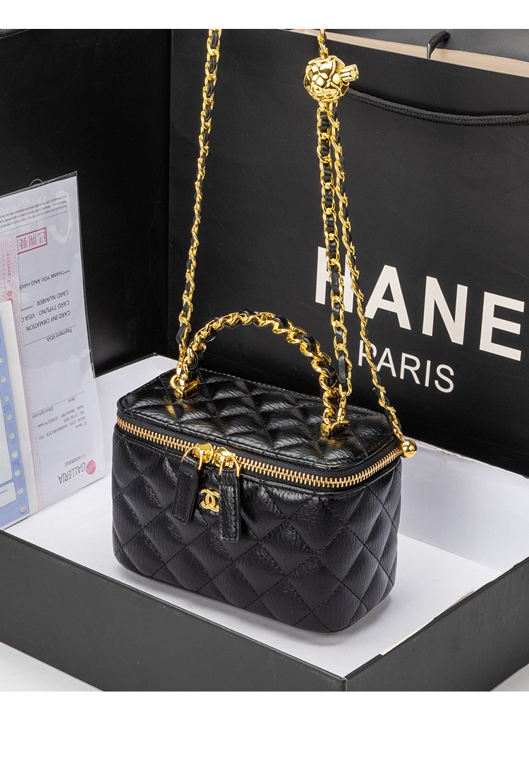 小香风盒子包包女士手提包2024新款时尚菱格链条包百搭单肩斜挎包详情18