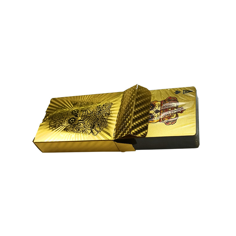 厂家现货金箔土豪纯黑色扑克 德州塑料防水骷髅头出口跨境货源详情10