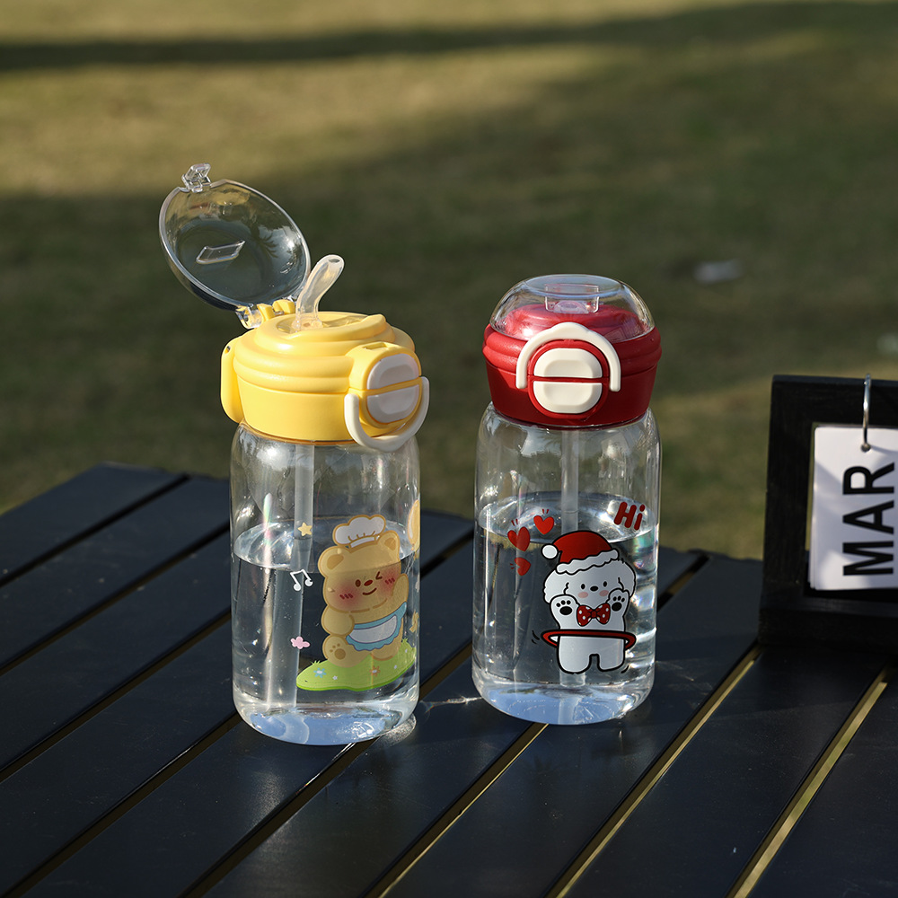 卡通塑料杯女生高颜值吸管双饮水杯便携式学生小众不撞款儿童可爱详情5