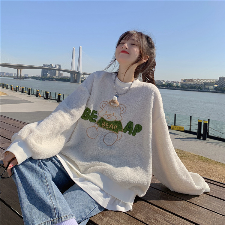 Here are two new autumn 2024 embroidered loose long-sleeved sweatshirts for women pic 15