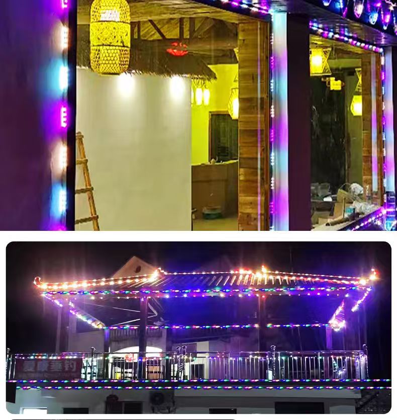太阳能七彩灯户外防水超亮新款庭院灯氛围外墙变色灯带跑马led详情3