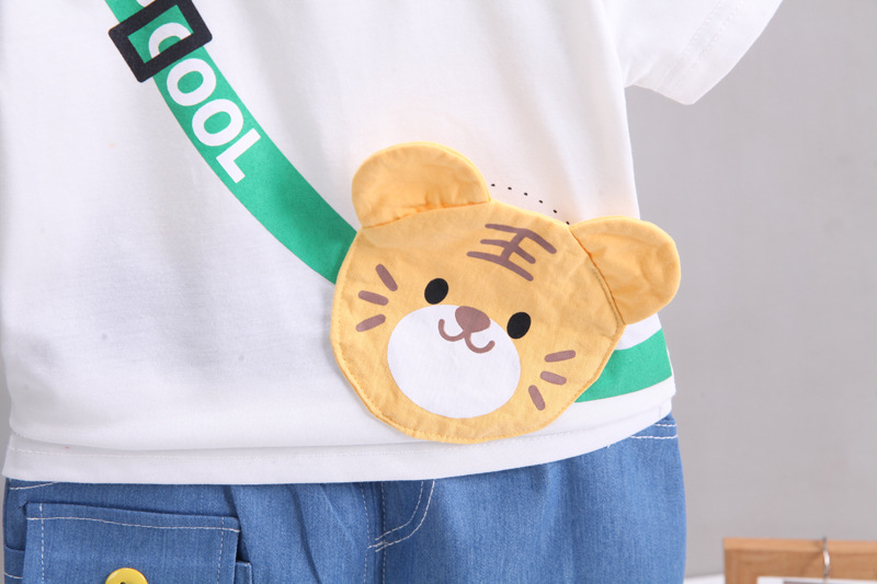 Versión coreana de verano niños manga corta niños shorts traje de bebé zoe vestido de verano bolsa de satchel camiseta traje de dibujos animados 5 pic 10