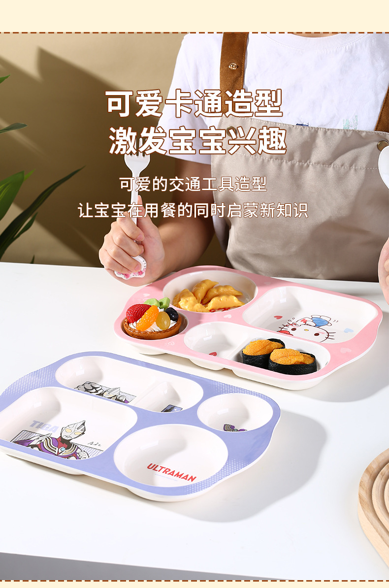 儿童卡通餐具食品级家用防摔交通工具小汽车飞机轮船形状创意餐盘详情8