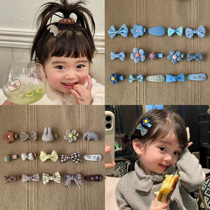 Korean version colorful baby hair clips, sweet and cute baby all-inclusive cartoon flower bow side bangs hair accessories pic 24