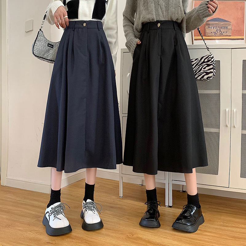 The new Korean-style slimming MIDI skirt for women in the 2022 autumn and winter season is in vogue with A large swing A-line skirt trend pic 12