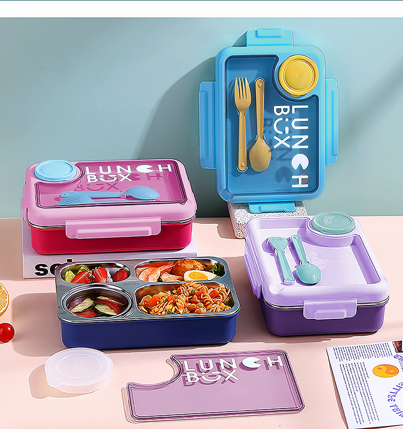Transfronterizo nuevo sellado 304 lonchera de acero inoxidable caja aislante llenable de agua para estudiantes llevar comida al trabajo caja de ensalada de comida ligera pic 8
