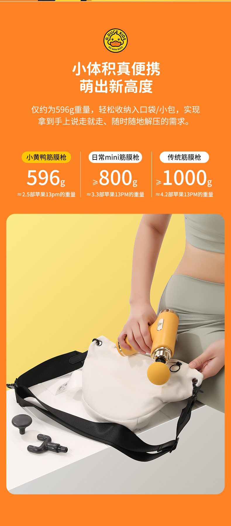 小黄鸭筋膜枪电动家用按摩器枪按摩枪肌肉放松器颈膜枪迷你筋膜抢详情8
